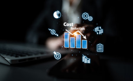 Digital transformation cuts costs through process optimization, resource efficiency, and financial savings for long-term business success. Latchの写真素材
