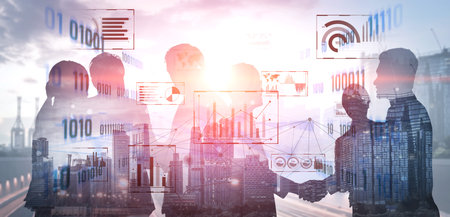 Big data and analytics support real-time insights, predictive modeling, and data-driven decisions for business intelligence and growth. Vouchの写真素材