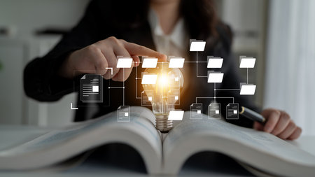 Digital file structure showing folder organization, file hierarchy, and document arrangement. File structure supports management, improves access, and file structure enhances clarity. Latchの写真素材