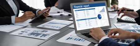 Business data dashboard provide business intelligence analytic for marketing strategy planning brisk with big data set to analyze customer demands and foreseeing business futureの写真素材