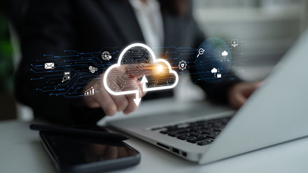 Cloud computing enables digital growth with secure data storage, scalable infrastructure, and strategic cloud-based business solutions. Latchの写真素材
