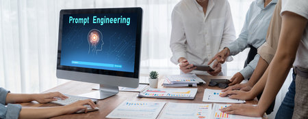 Generative AI virtual assistant tools for prompt engineer and user for ease of engage artificial intelligence AI technology help people to work with generative AI functions by prompting the AI briskの写真素材
