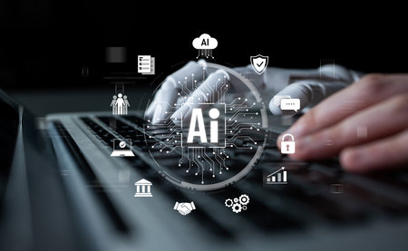 AI Assistant Brain Processor with LLM Technology, Big Data, Machine Learning, Generative AI for Business Support, Future Agentic AI Technology and Artificial Intelligence Prompt Engineering. Latchの写真素材