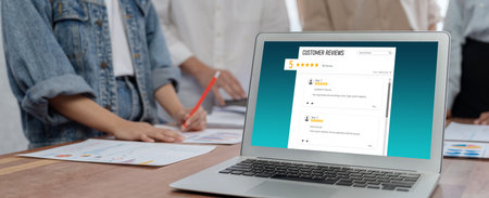 Customer experience and review analysis by brisk computer software for corporate businessの写真素材
