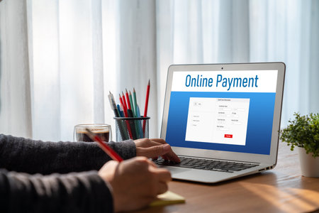 Online payment platform for modish money transfer on the internet netowrkの写真素材