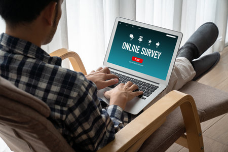 Online survey form for modish digital information collection on the internet networkの写真素材