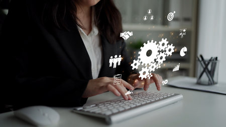 Teamwork and collaboration, group productivity, communication strategies, joint goals, and collaborative success through strong team dynamics and shared business vision. Muxerの写真素材