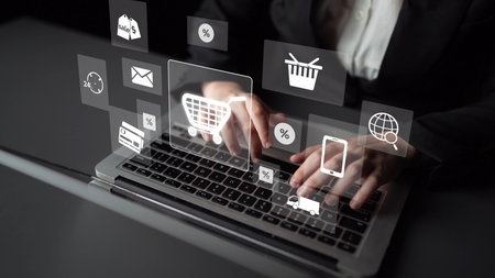 Omni-channel marketing and online shopping strategies, cross-platform customer experience, brand unification, and integrated marketing communication across digital channels. Muxerの写真素材
