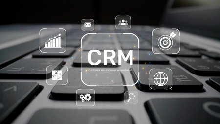 CRM platforms improve customer relationships through data analysis, CRM communication tools, and automation. CRM systems support customer management, tracking, and CRM relationship success. Muxerの写真素材