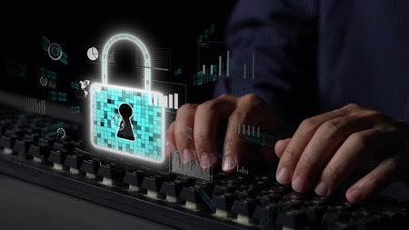 Cyber security protection and cyber security strategies against cyber threats, system hacks, digital breaches, network attacks, and safeguarding data with strong cyber security infrastructure. Thunkの写真素材