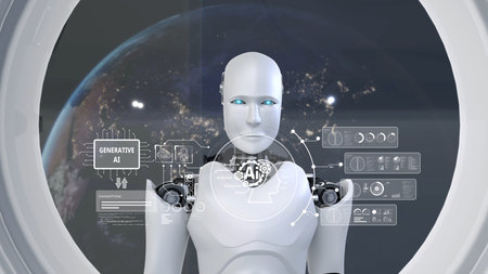 AI Assistant Brain Processor with LLM Technology, Big Data, Machine Learning, Generative AI for Business Support, Future Agentic AI Technology and Artificial Intelligence Prompt Engineering. Kernelの写真素材