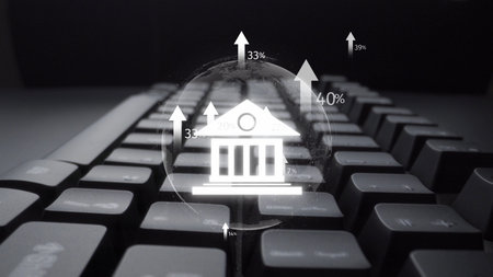 Online banking and digital banking innovation combining finance and technology, optimizing online banking systems, mobile banking services, and fintech for seamless experience. Muxerの写真素材