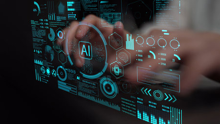 AI Assistant Brain Processor with LLM Technology, Big Data, Machine Learning, Generative AI for Business Support, Future Agentic AI Technology and Artificial Intelligence Prompt Engineering. Thunkの写真素材