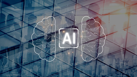 AI Assistant Brain Processor with LLM Technology, Big Data, Machine Learning, Generative AI for Business Support, Future Agentic AI Technology and Artificial Intelligence Prompt Engineering. Muxerの写真素材
