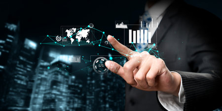 Business person delve into data analytics to uncover trends and insights from predictive big data models to real-time analysis, learn how data driven decisions propel analytic industries forward Faasの写真素材