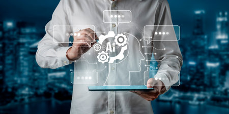 AI chatbot using prompt engineering and LLM deep learning delivers explainable generative AI for smarter, more efficient business support. Vouchの写真素材
