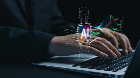AI Assistant Brain Processor with LLM Technology, Big Data, Machine Learning, Generative AI for Business Support, Future Agentic AI Technology and Artificial Intelligence Prompt Engineering. Elideの写真素材