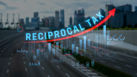 Understanding Tariffs and Tax Regulations: A Comprehensive Overview of Reciprocal Trade Policies Impacting Global Economies in Modern Urban Landscapes. Consignment.の写真素材