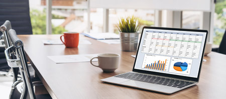 Business data dashboard provide business intelligence analytic for marketing strategy planning snugly with big data set to analyze customer demands and foreseeing business futureの写真素材