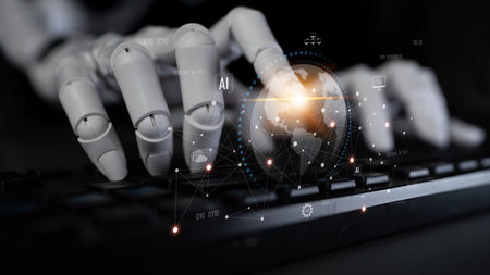 AI empowers the global AI network by enhancing global, AI, and network integration for worldwide data connectivityの写真素材