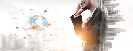 Global AI and data processing system enhances data, AI, and processing efficiency through digital network and global integration of intelligent technology Vouchの写真素材