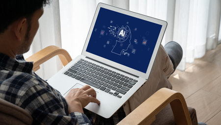 Generative AI virtual assistant tools for prompt engineer and user for ease of engage artificial intelligence AI technology help people to work with generative AI functions by prompting the AI briskの写真素材