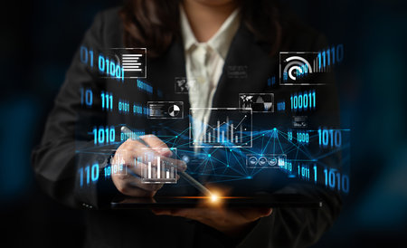 Big data and analytics support real-time insights, predictive modeling, and data-driven decisions for business intelligence and growth. Latchの写真素材