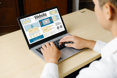 Website design software provide snugly template for online retail business and e-commerceの写真素材