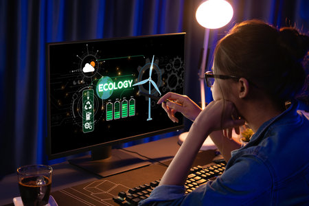 Computer Software Leading the Way in Green Business strategy and Sustainability, promoting sustainable growth. Discover business lead with sustainable, green innovations for a healthier planet. briskの写真素材