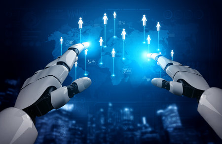 AI expands business networking using smart platforms and virtual assistants to foster digital collaboration and professional engagement opportunities. Vouchの写真素材