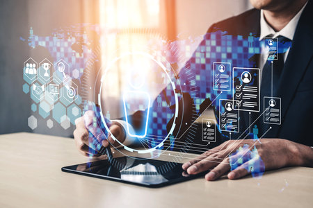 Digital hiring transforms recruitment with smart platforms, virtual talent search, and HR tools to manage today modern workforce. Vouchの写真素材