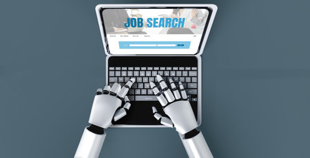 Online job search on modish website for worker to search for job opportunities on the recruitment internet networkの写真素材