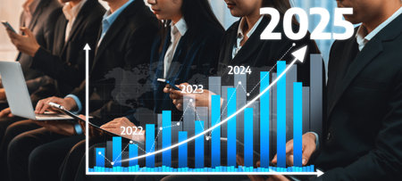 Asian job applicant in identical formal wear sitting in waiting room for job interview. Office worker or business people working in cramped room together using laptop and phone.の写真素材