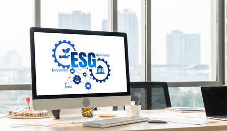ESG environmental social governance policy for modish business to set a standard to achieve high ESG scoreの写真素材
