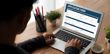 Online application form for modish registration on the internet websiteの写真素材