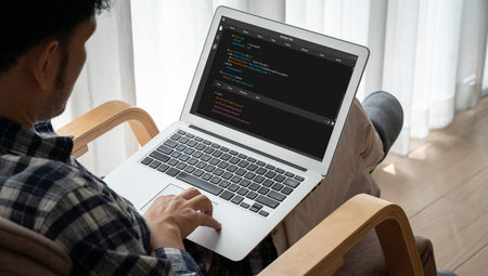 Software development programming on computer screen for modish application and program codingの写真素材