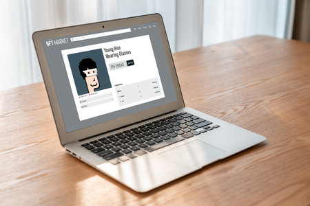 NFT marketplace provide modish sale channel for digital artist to sell their works online on the internet networkの写真素材