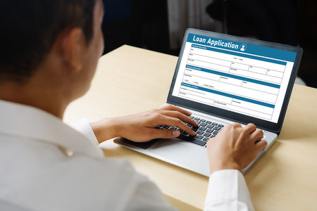 Online loan application form for modish digital information collection on the internet networkの写真素材