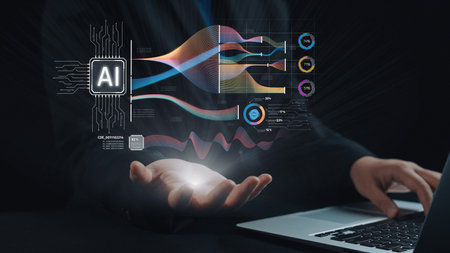 AI Assistant Brain Processor with LLM Technology, Big Data, Machine Learning, Generative AI for Business Support, Future Agentic AI Technology and Artificial Intelligence Prompt Engineering. Elideの写真素材