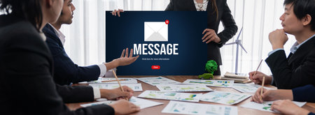 Email notification message showing on computer screen brisk. Digital marketing message information...