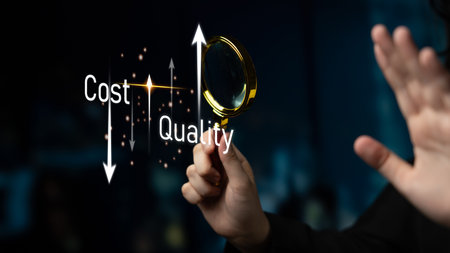 Increase quality and reduce cost represent quality, cost, and performance optimization for business strategy and resource efficiency.の写真素材