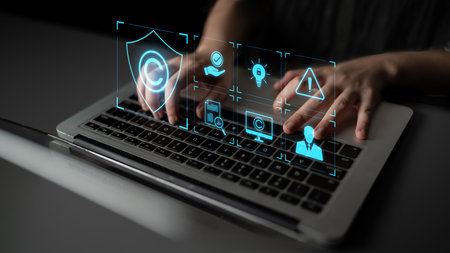 Digital copyright protection system showing secure ownership, intellectual property rights, content...