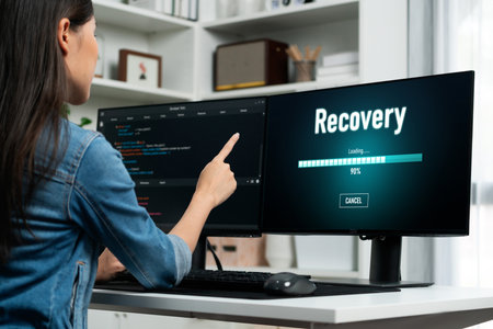 data backup restoration recovery restore data from cloud storage brisk and provide planned network reserve business dataの写真素材