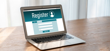 Online registration form for modish form filling on the internet websiteの写真素材