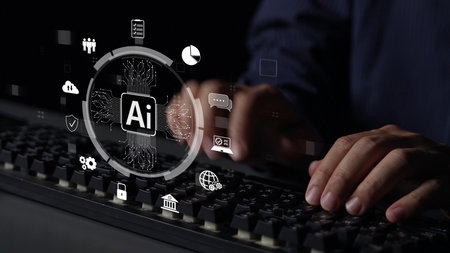 AI Assistant Brain Processor with LLM Technology, Big Data, Machine Learning, Generative AI for Business Support, Future Agentic AI Technology and Artificial Intelligence Prompt Engineering. Muxerの写真素材