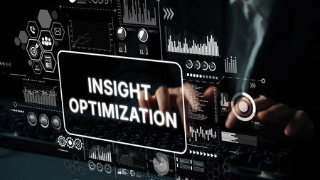 Business Professional Analyzing Data with Insight Optimization for Enhanced Decision-Making and...