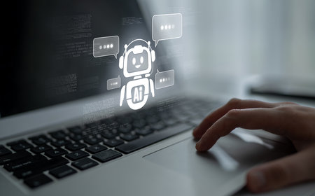 AI chatbot using prompt engineering and LLM deep learning delivers explainable generative AI for smarter, more efficient business support.の写真素材