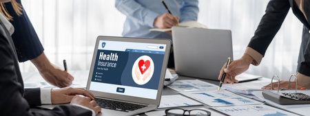 Business intelligence and data analysis concept. Analyst team working on financial data analysis dashboard on laptop screen as marketing indication for effective business strategic planning. Insightの写真素材