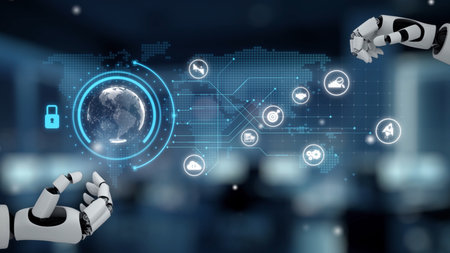 AI strengthens cyber security with artificial intelligence threat detection, AI-based protection...