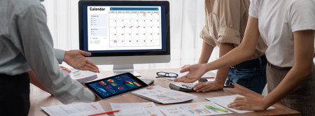 Calendar on computer software application for brisk schedule planning for personal organizer and...